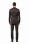 Mens Chocolate Brown Textured 3-Piece Suit Luxury Double-Breasted Vest Formal Set