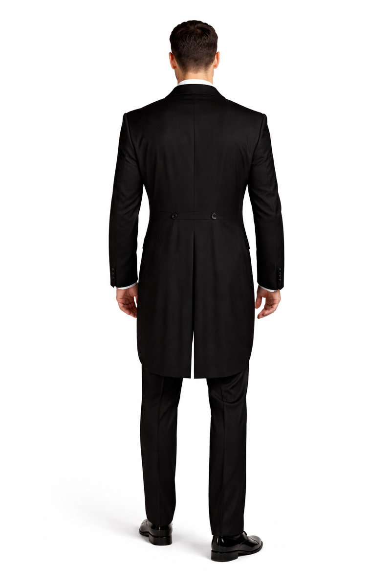Mens Classic Black Tail Tuxedo with White Vest