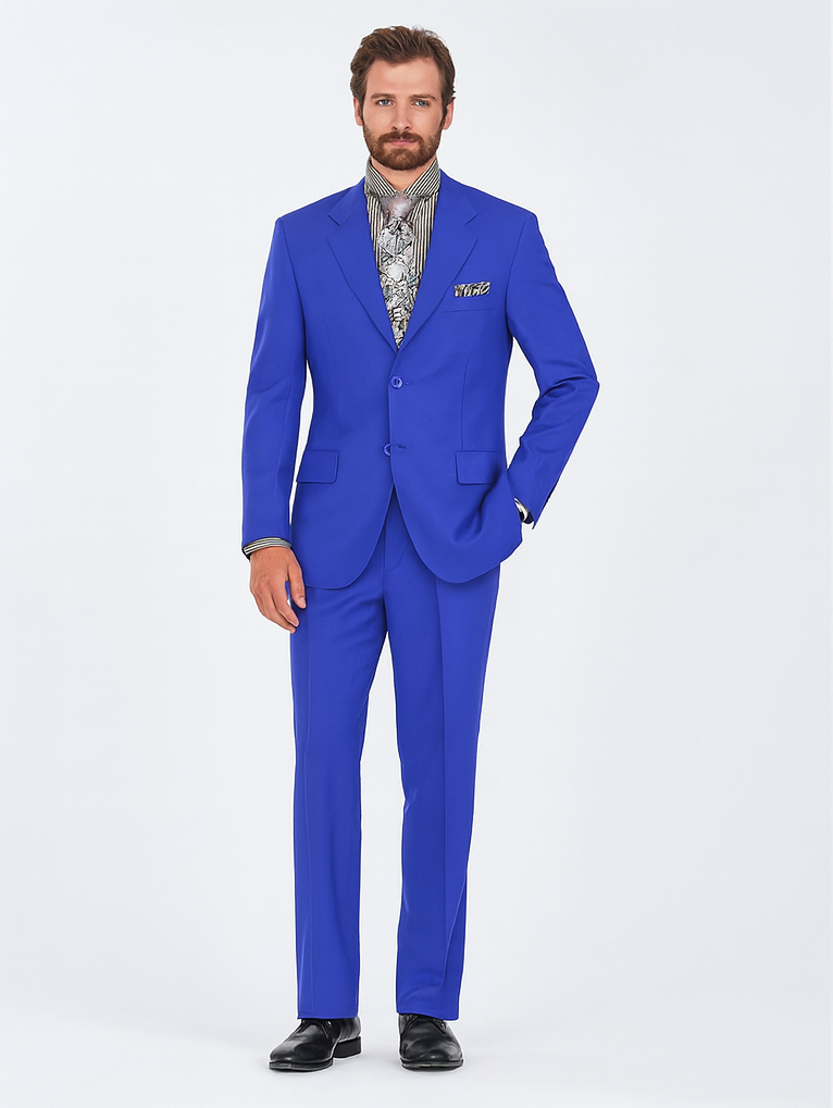 "Classic Fit Men's Three-Button Poplin Suit in Royal Blue"