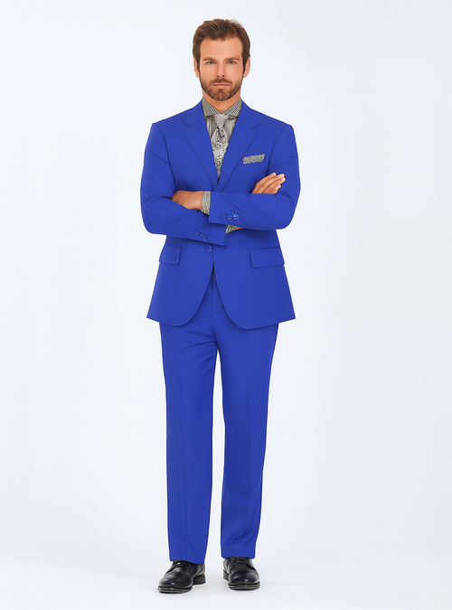 "Classic Fit Men's Three-Button Poplin Suit in Royal Blue"