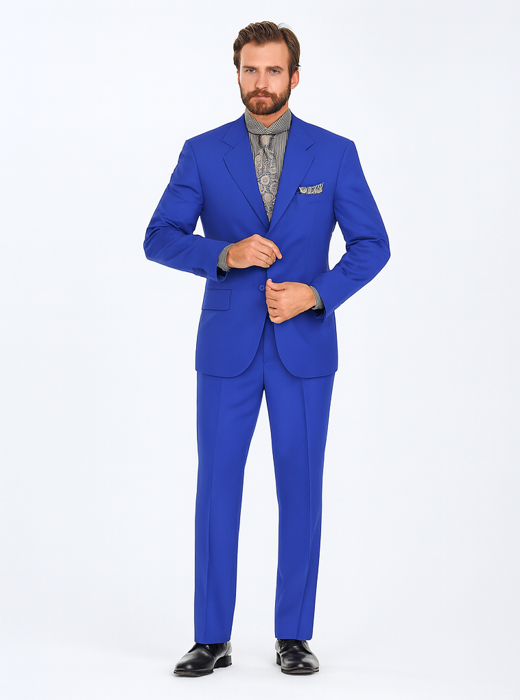 "Classic Fit Men's Three-Button Poplin Suit in Royal Blue"