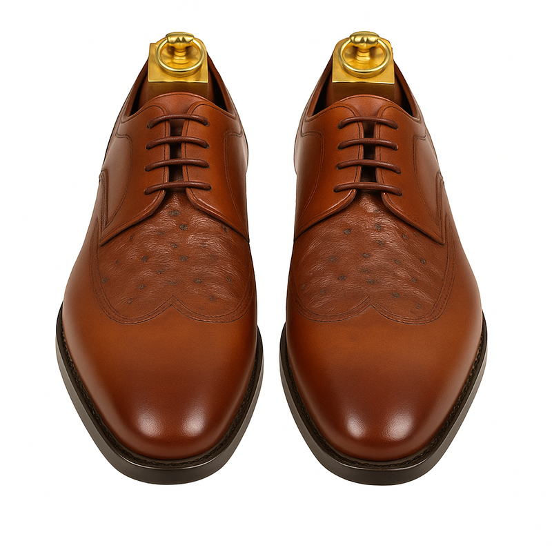 Carrucci Ostrich Embossed Cap Toe Single Monk Strap