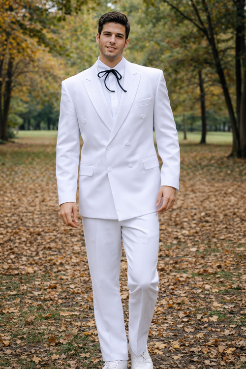 Mens Colonel Sanders White Double Breasted Suit Besom Pocket Costume