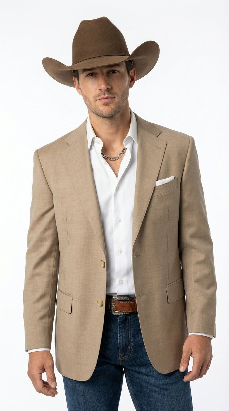 Mens Dark Tan Cowboy Western Blazer  Classic Western Style Sport Coat  Casual Formal Jacket for Business Wedding Modern Fit | Alberto Nardoni