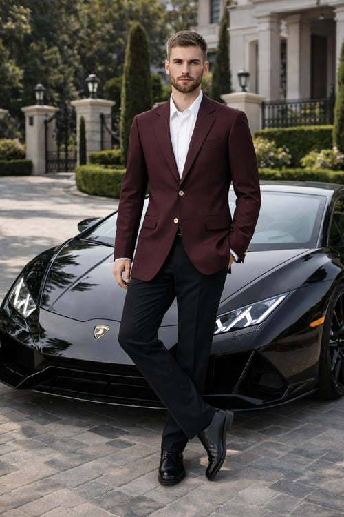 Wholesale Mens Jackets - Wholesale Blazer - Dark Burgundy ~ Maroon ~ Wine