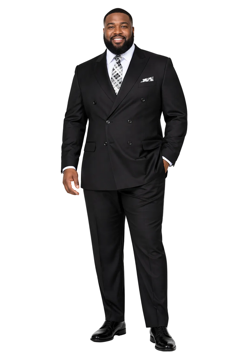 Men's Designer Double Breasted Wool Suit in Black