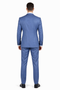 Men's Designer Modern Fit Vested Wool Sharkskin Suit in Steel Blue