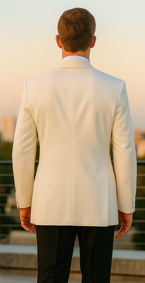 Mens Designer Traditional Shawl Lapel Dinner Jacket in Ivory