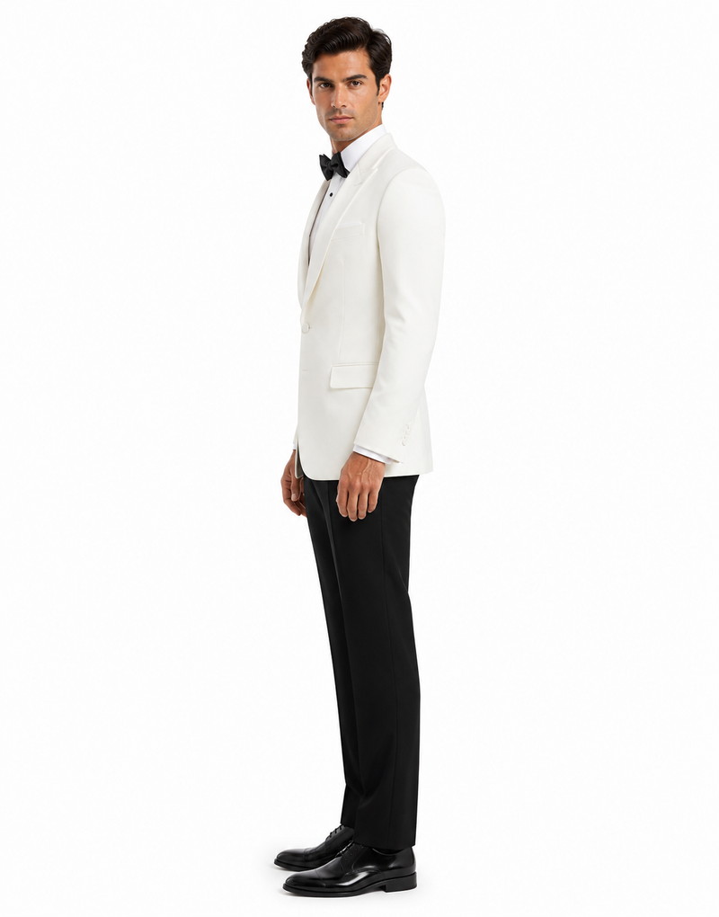 Mens Designer Traditional Shawl Lapel Dinner Jacket in Ivory