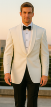 Mens Designer Traditional Shawl Lapel Dinner Jacket in Ivory