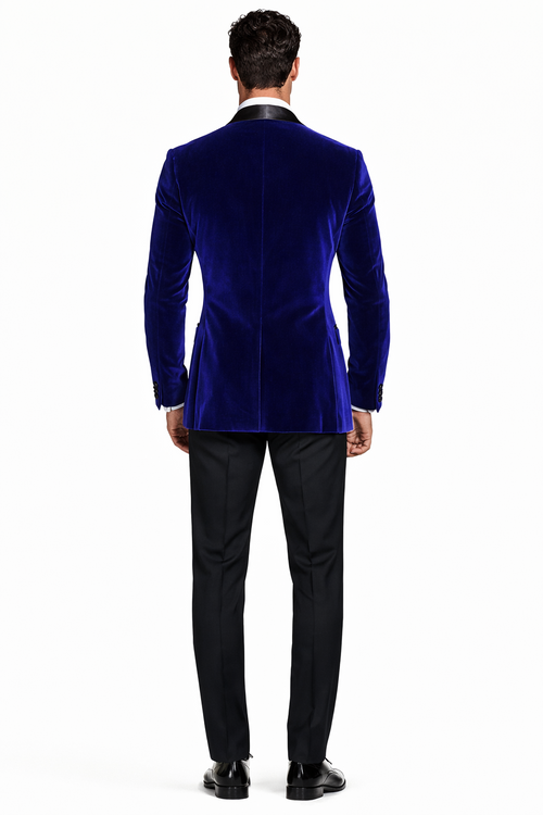 Mens Designer Velvet Tuxedo in Navy-Dinner Jacket $169