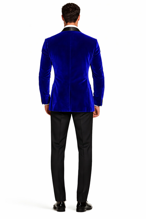 Mens Designer Velvet Tuxedo in Navy-Dinner Jacket $169