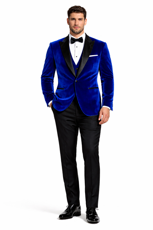 Mens Designer Velvet Tuxedo in Navy-Dinner Jacket $169