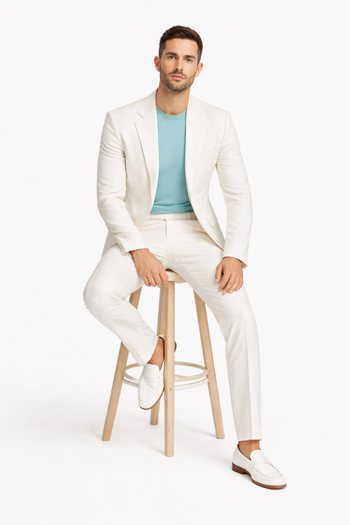 Mens Don Johnson Miami Vice White Suit Costume