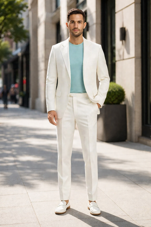 Mens Don Johnson Miami Vice White Suit Costume