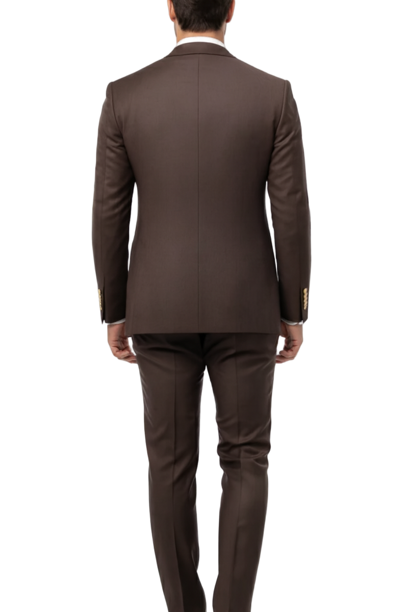 Mens Double Breasted Suits Gold Buttons - Brown Suit - Double Breasted Blazer