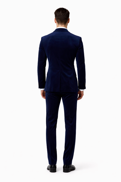 Mens Double Breasted Velvet Blazer - Blue blazer