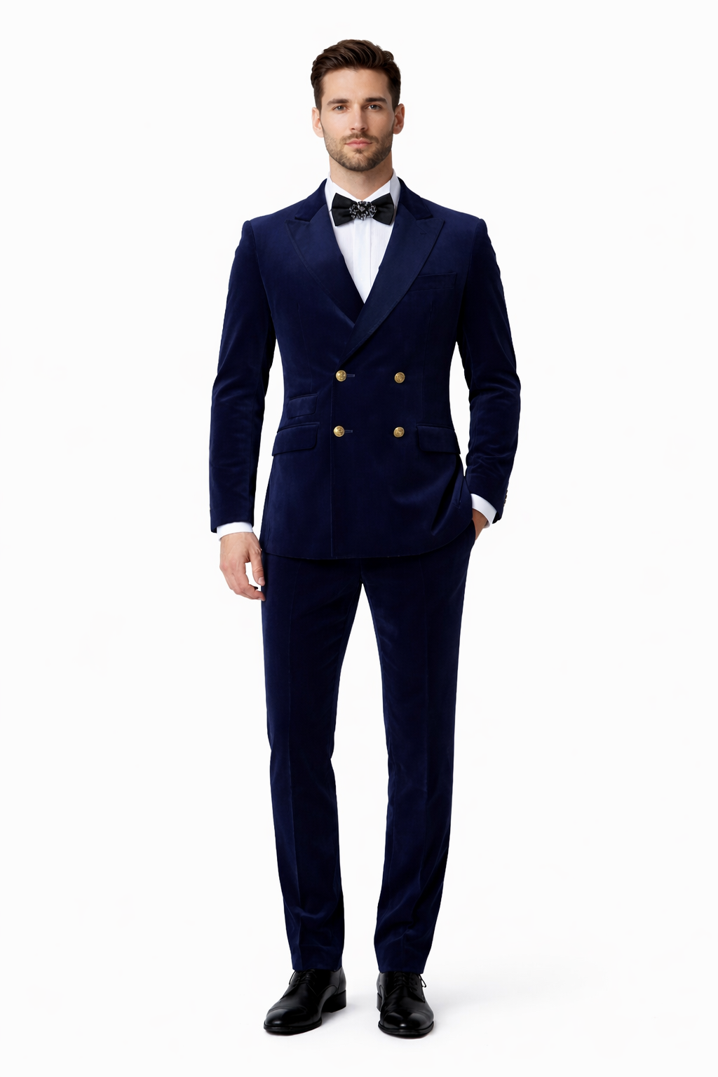 Mens Double Breasted Velvet Blazer - Blue blazer