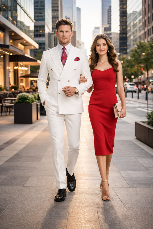 Double Breasted White Dinner Jacket