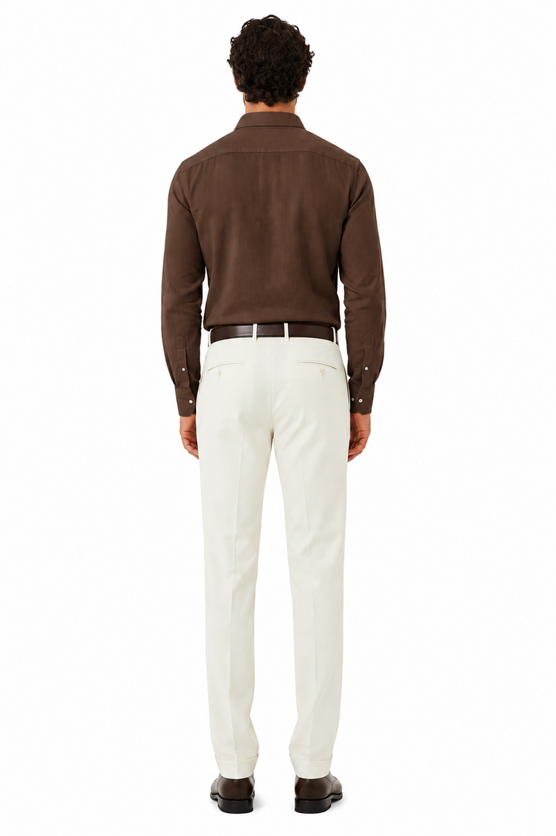 Mens Double Pleated Trousers - Double Pleated Dress Pants - Slacks Ivory