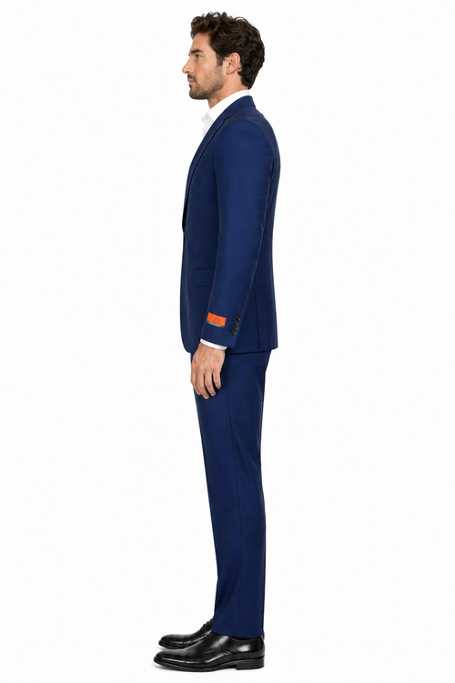 Mens Enzo Tovare Denim Blue Linen Summer Suit – Breathable Two Piece Suit for Wedding, Business, Travel