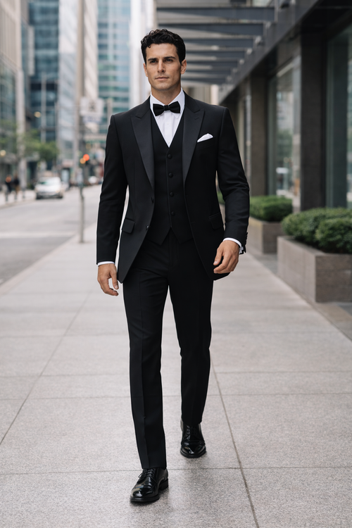 Mens Great Gatsby | Leonardo Dicaprio Vested Tuxedo in Black