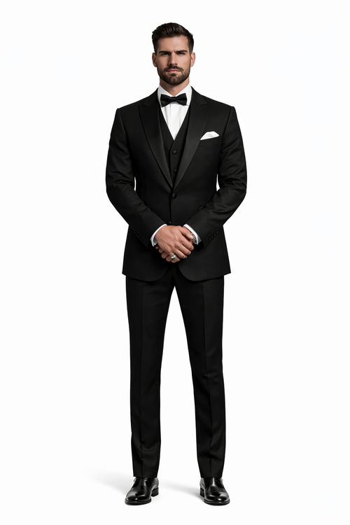Mens Great Gatsby | Leonardo Dicaprio Vested Tuxedo in Black