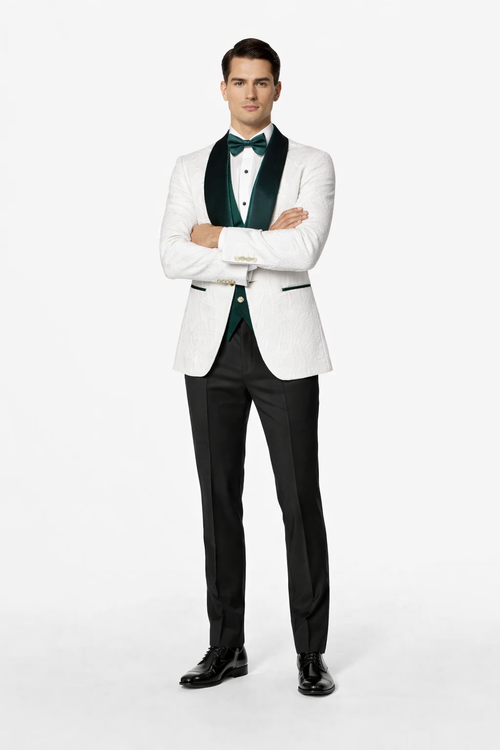 Mens Green and White Suits Tuxedos