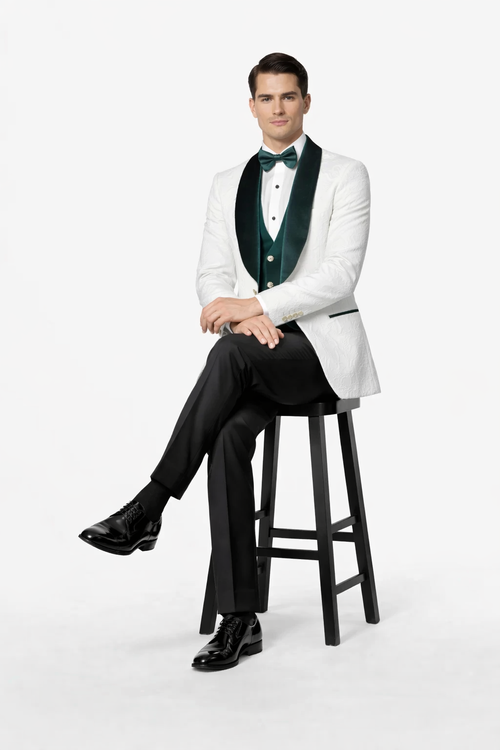 Mens Green and White Suits Tuxedos