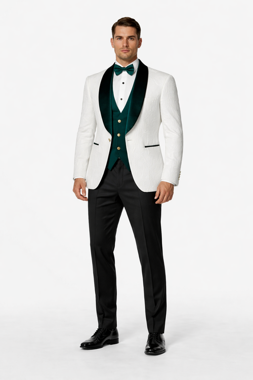 Mens Green and White Suits Tuxedos