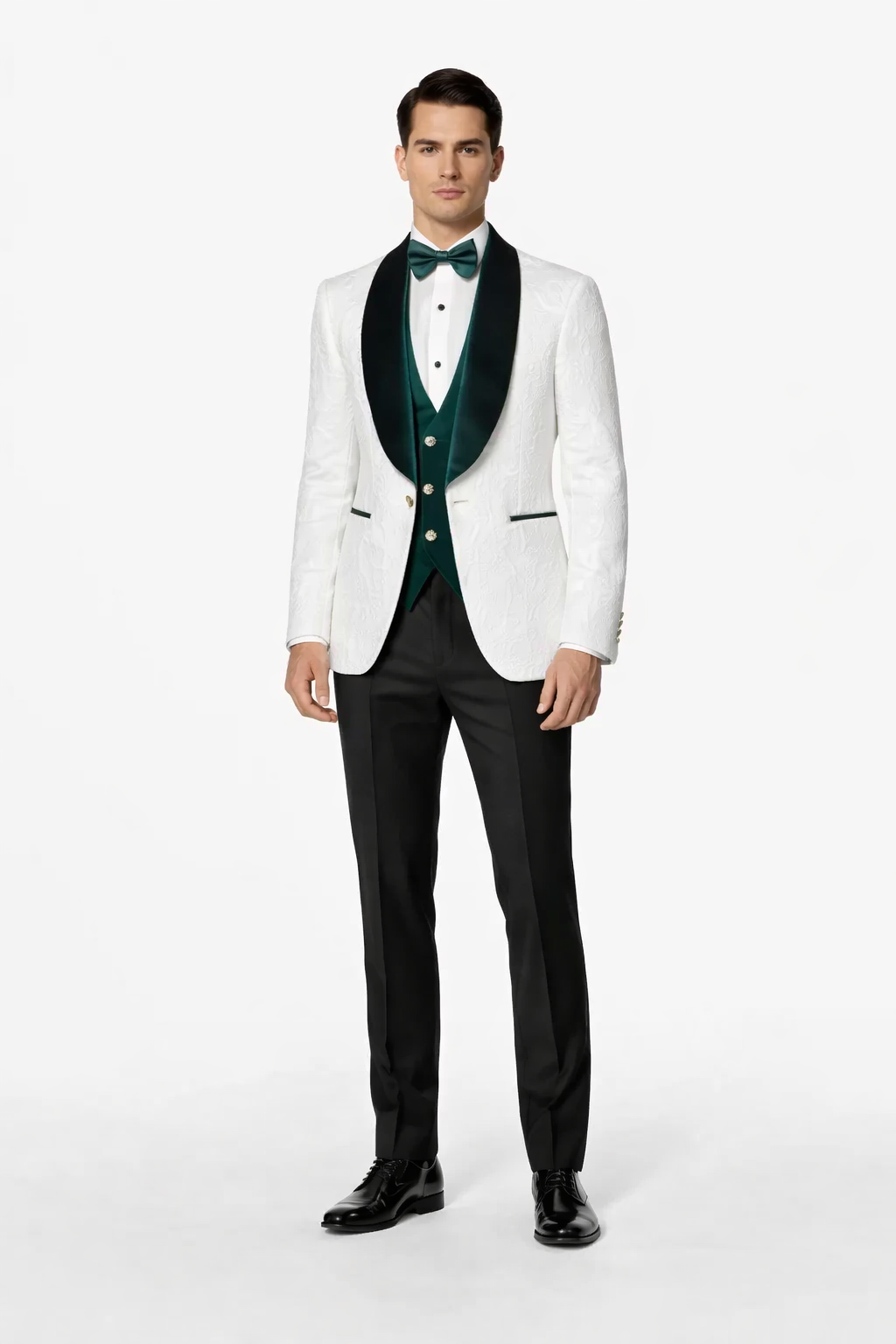 Mens Green and White Suits Tuxedos