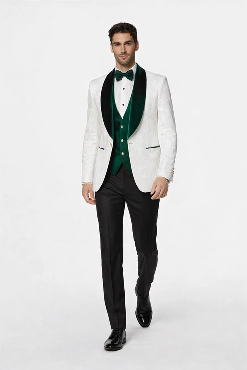 Mens Green and White Suits Tuxedos