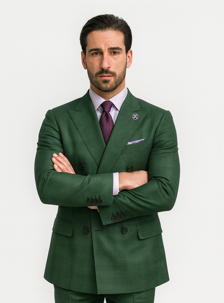 Classic Men’s Green Suit – Luxury Double-Breasted Outfit