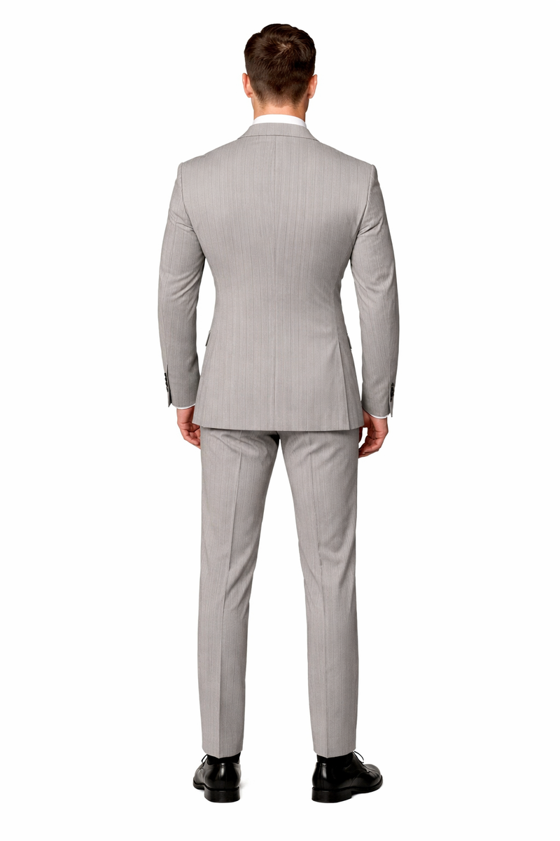 Mens Grey and Black Pinstripe Double-Breasted Suit 1920s Gangster Vintage Looking suit By Rossiman