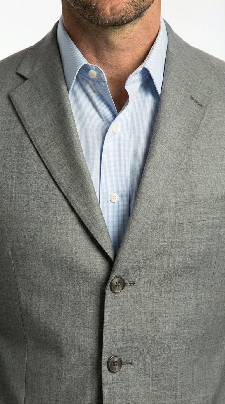 Mens Grey Western Three Button Blazer – Classic Cowboy Style Formal Jacket Business Casual Sport Coat