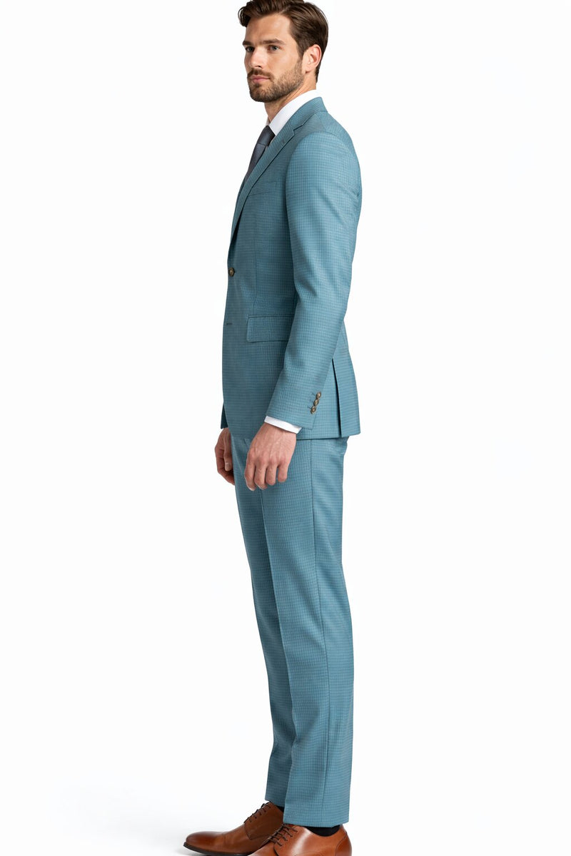 Grid Trim Fit Wool Blend Two-Piece Suit