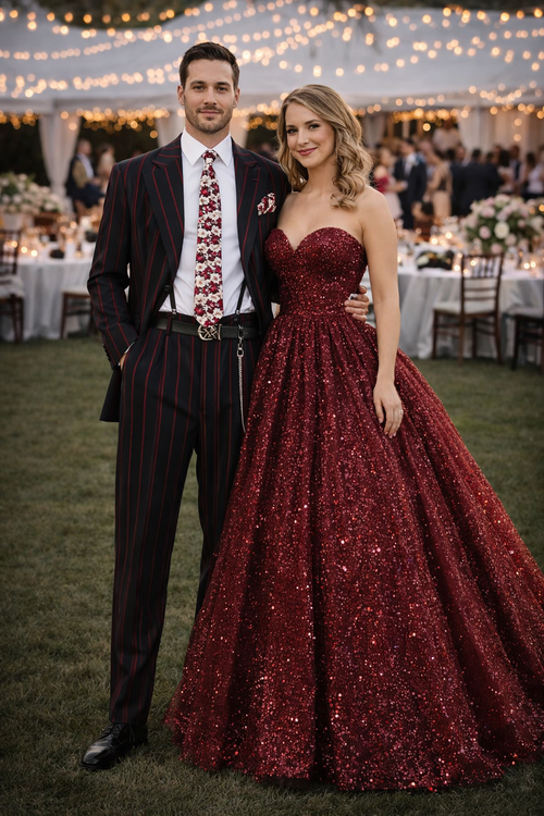 Mens High Fashion Vested Black And Red Pinstripe Zoot Suit For Sale ~ Pachuco Mens Suit Perfect For Wedding