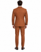 Mens Houndstooth Glen Plaid Double Breasted Two-Toned 100% Wool Side Vented Modern Fit Suit in Black & Brown by Statement