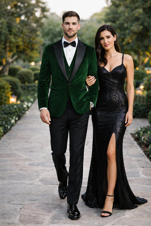 Mens Designer Velvet Tuxedo Jacket in Hunter Green