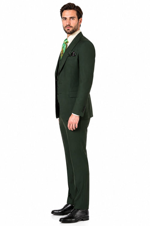 Rossi Man ELI RM117 - Classic 3-Piece Mens Suit in Hunter Green