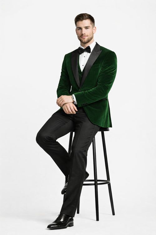Mens Designer Velvet Tuxedo Jacket in Hunter Green