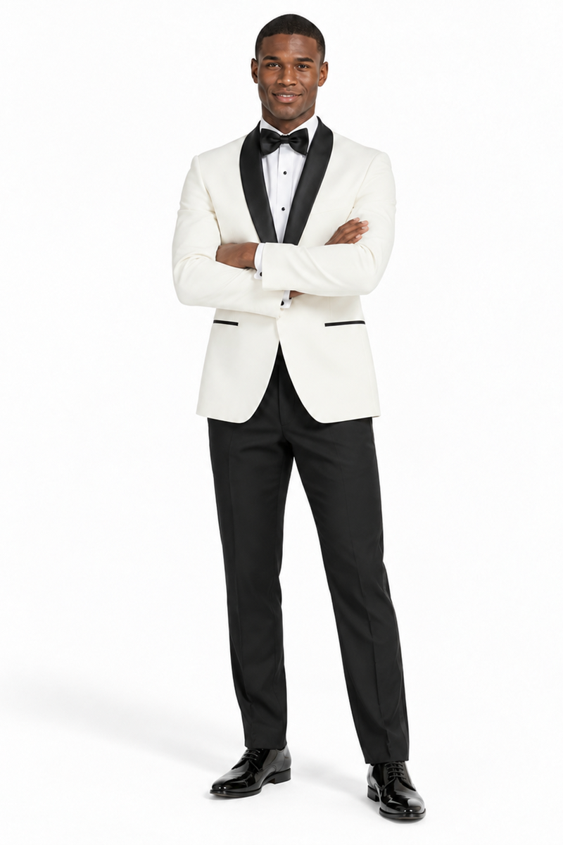 Mens Ivory & Black Dinner Jacket - Mens Evening jackets - Tuxedo Dinner Jacket