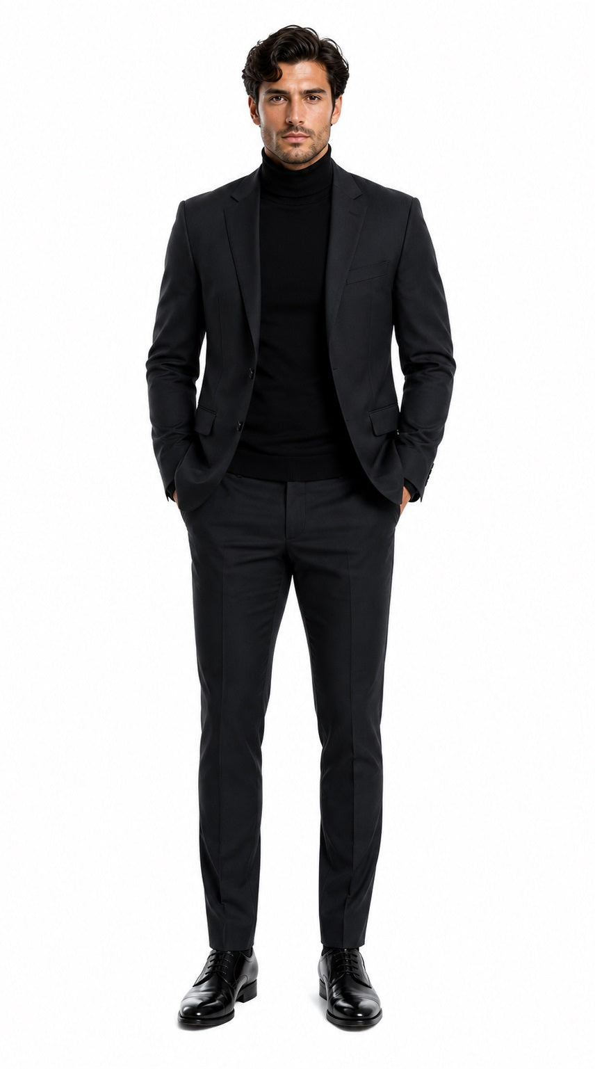 Men's John Wick Charcoal Or Black Suit Costume With Matching Turtle Neck Sweater (All Brand New)