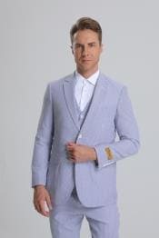 Mens Light Blue Pinstripe Suit - AlbertoNardoniStore