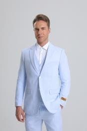 Mens Light Blue Pinstripe Suit - AlbertoNardoniStore