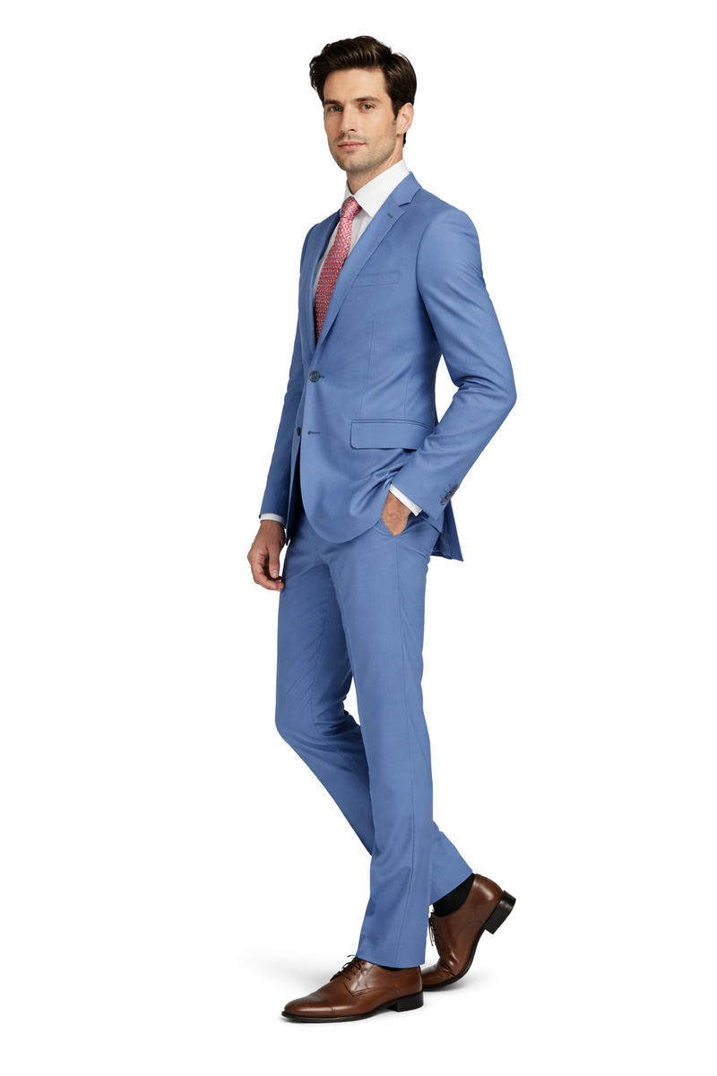 Mens Light Blue Suit Tiglio – Slim Fit Formal Suit for Summer and Weddings