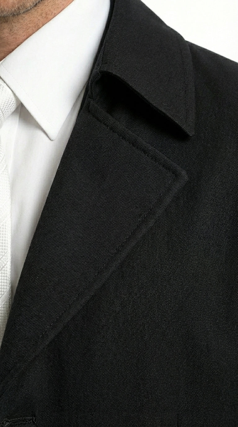 Men's Maxi Black Full Length Zoot Suit – Vintage Gangster Style Long Coat Formal Suit