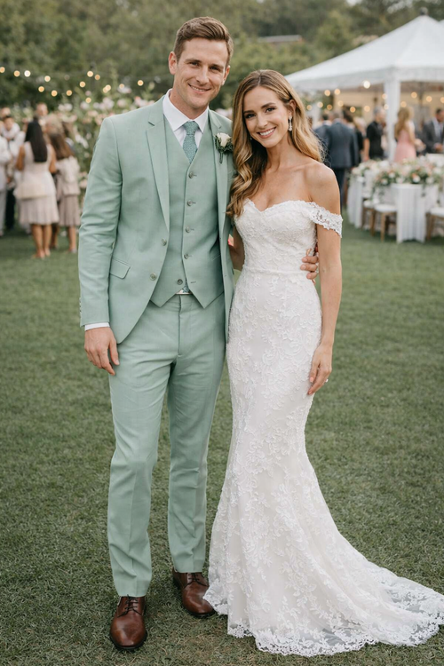 Mens Mint Green Suit