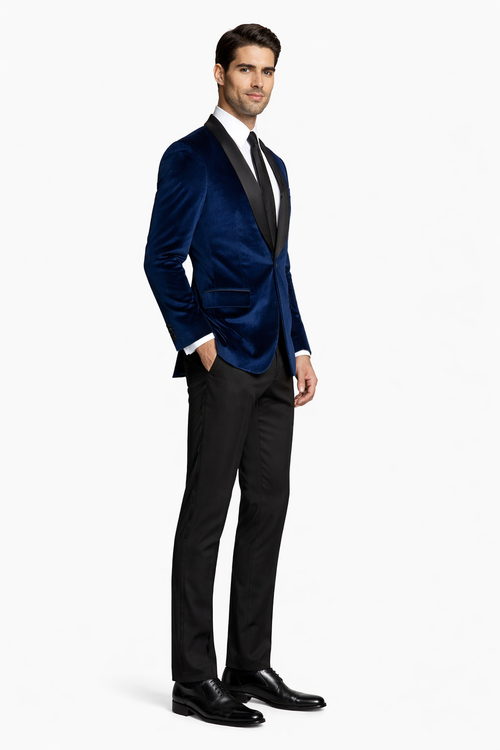 Mens Navy Blue Dinner Jacket Velvet tuxedo