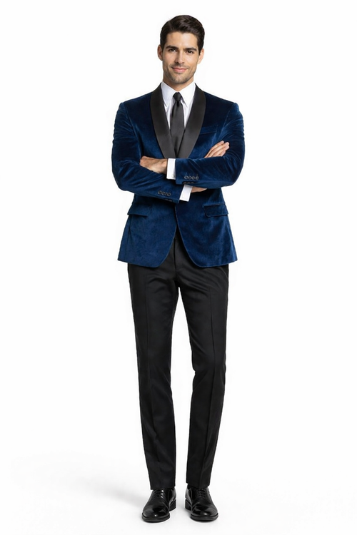 Mens Navy Blue Dinner Jacket Velvet tuxedo